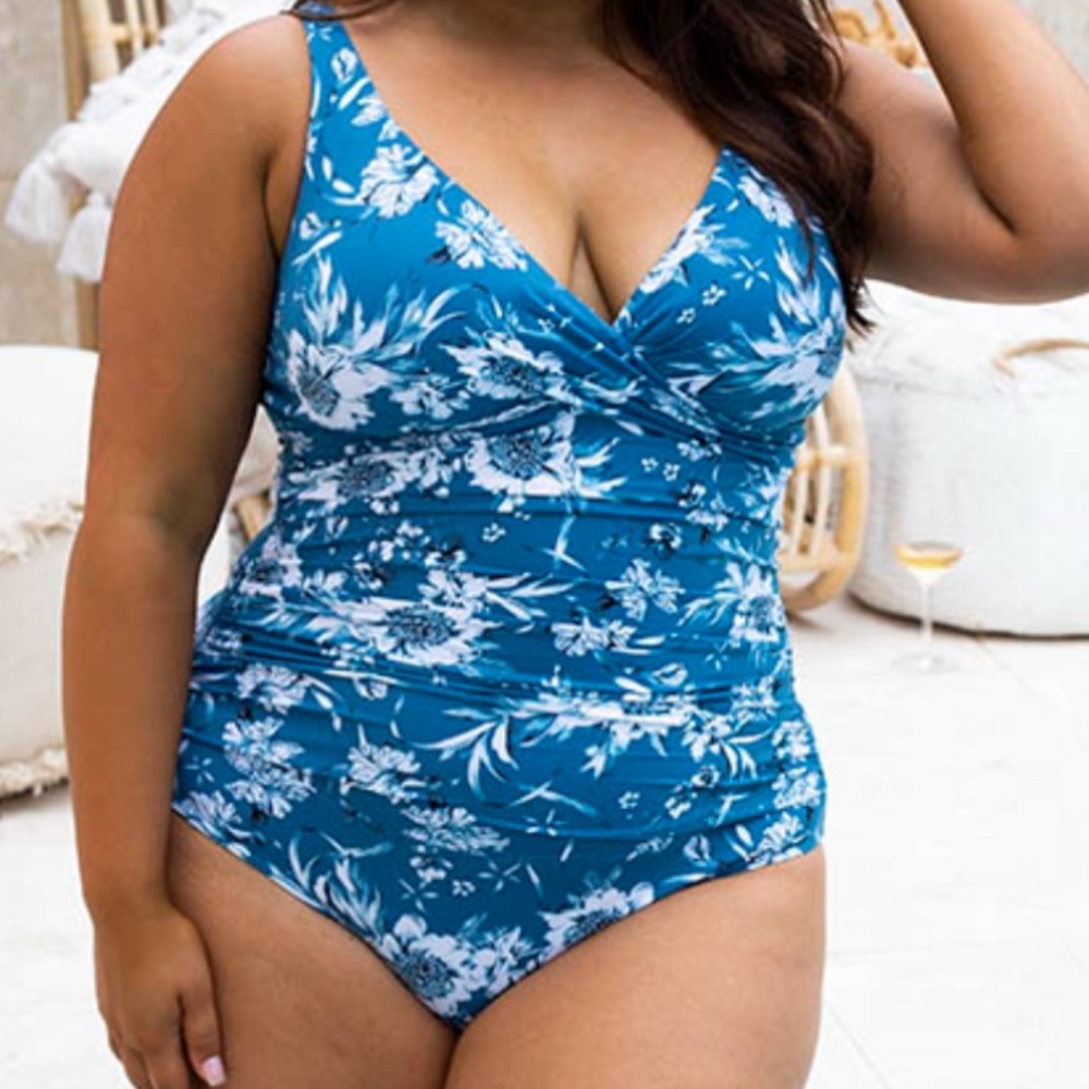 Artesands Fleur Du Champ Monet One Piece swimsuit w/ soft cup bra plus sz 20 EUC